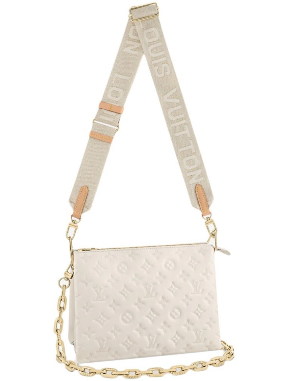Like New!!! Authenticated LOUIS VUITTON LV Coussin PM CREAM Off WHITE